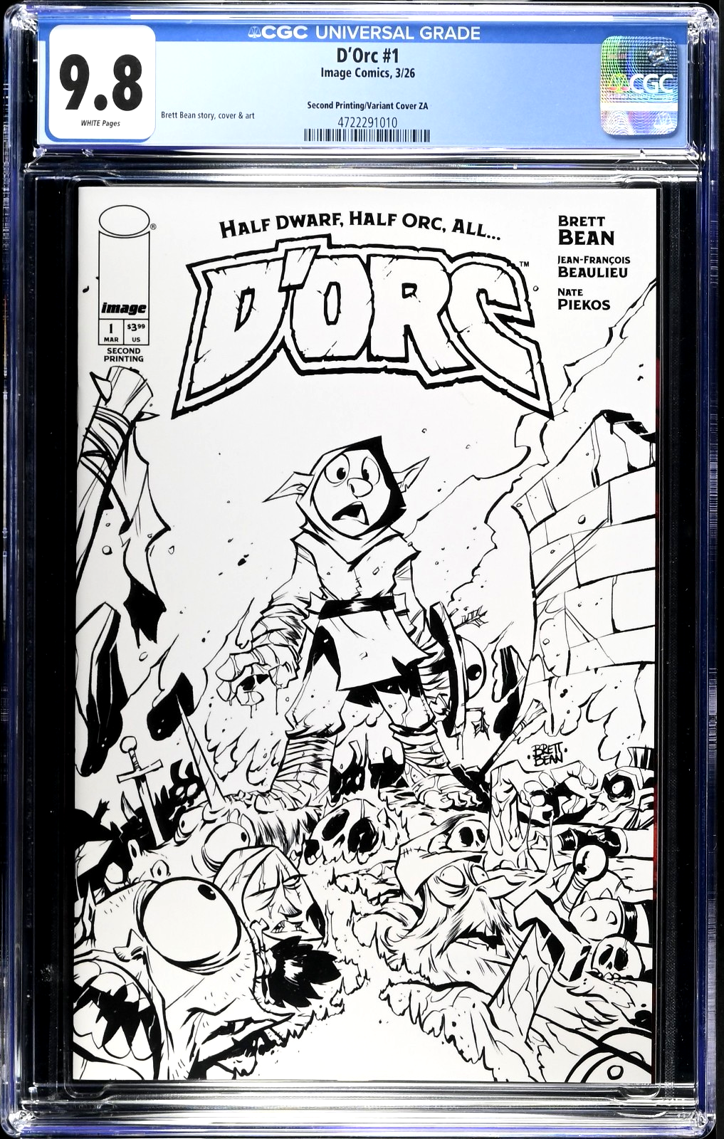 D'Orc #1 (2026) CGC 9.8 NM/MT ComicTom 2nd Print Cover ZA B&W Dorc LTD 1500