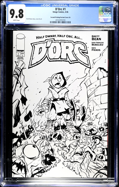 D'Orc #1 (2026) CGC 9.8 NM/MT ComicTom 2nd Print Cover ZA B&W Dorc LTD 1500