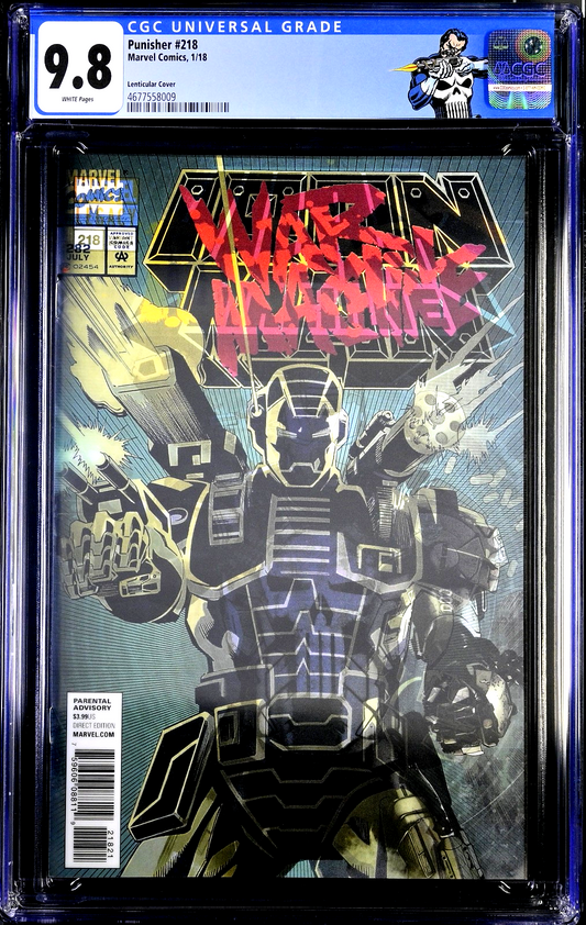 Punisher #218 (2018) CGC 9.8 NM/MT KEY Lenticular 1st War Machine Custom Label