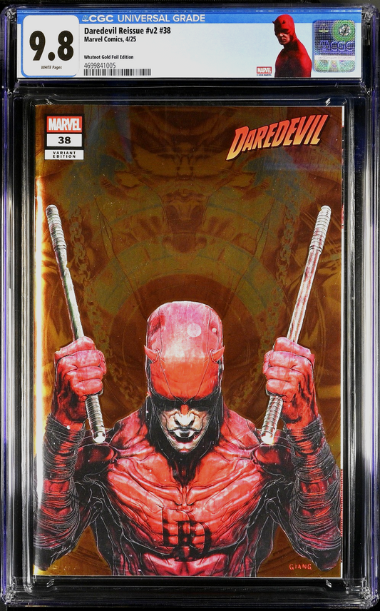 Daredevil Reissue #38 (2025) CGC 9.8 NM/MT Whatnot Gold Foil Custom Label