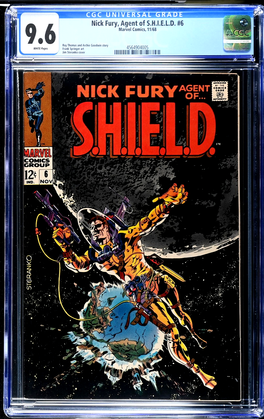 Nick Fury Agent of SHIELD #6 (1968) CGC 9.6 NM+ WHITE Steranko Iconic Space Cvr