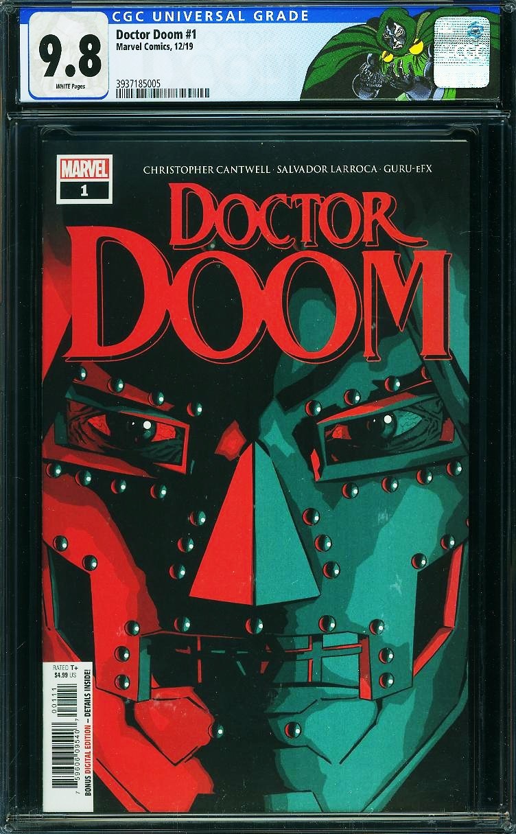Doctor Doom #1 (2019) CGC 9.8 NM/MT White Pages Retired Custom CGC Label