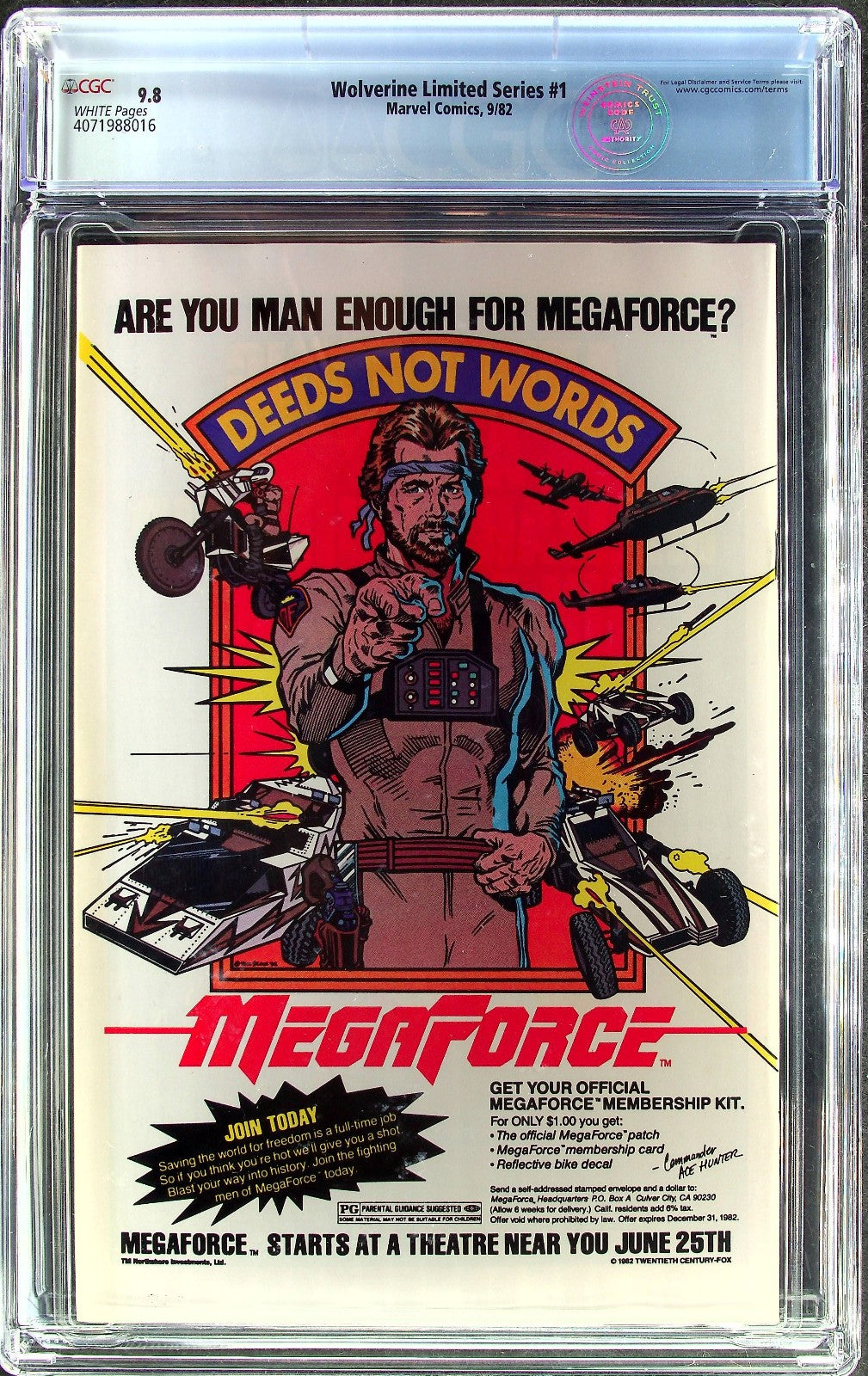 Wolverine Limited Series #1 (1982) CGC 9.8 NMMT WHITE Frank Miller Newsstand