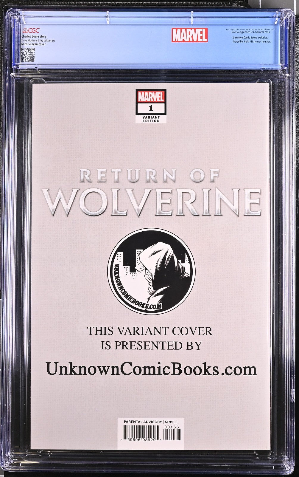 Return of Wolverine #1 (2018) CGC 9.8 NM/MT Unknown Suayuan Hulk #181 Homage