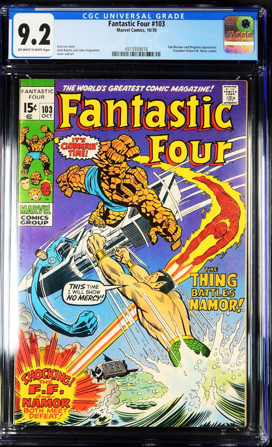 Fantastic Four #103 (1970) CGC 9.2 NM- OW/White Namor Sub-Mariner Battle Cover
