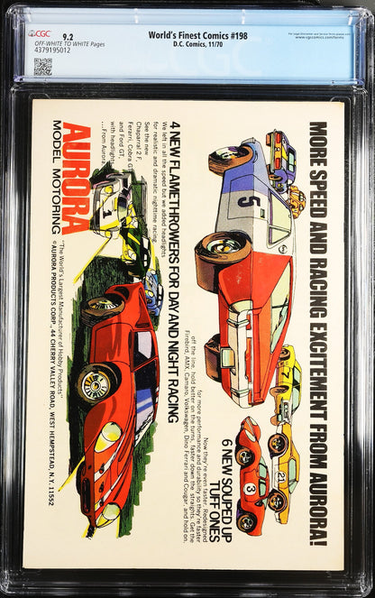 World's Finest Comics #198 (1970) CGC 9.2 NM- OW  White 3rd Superman Flash Race