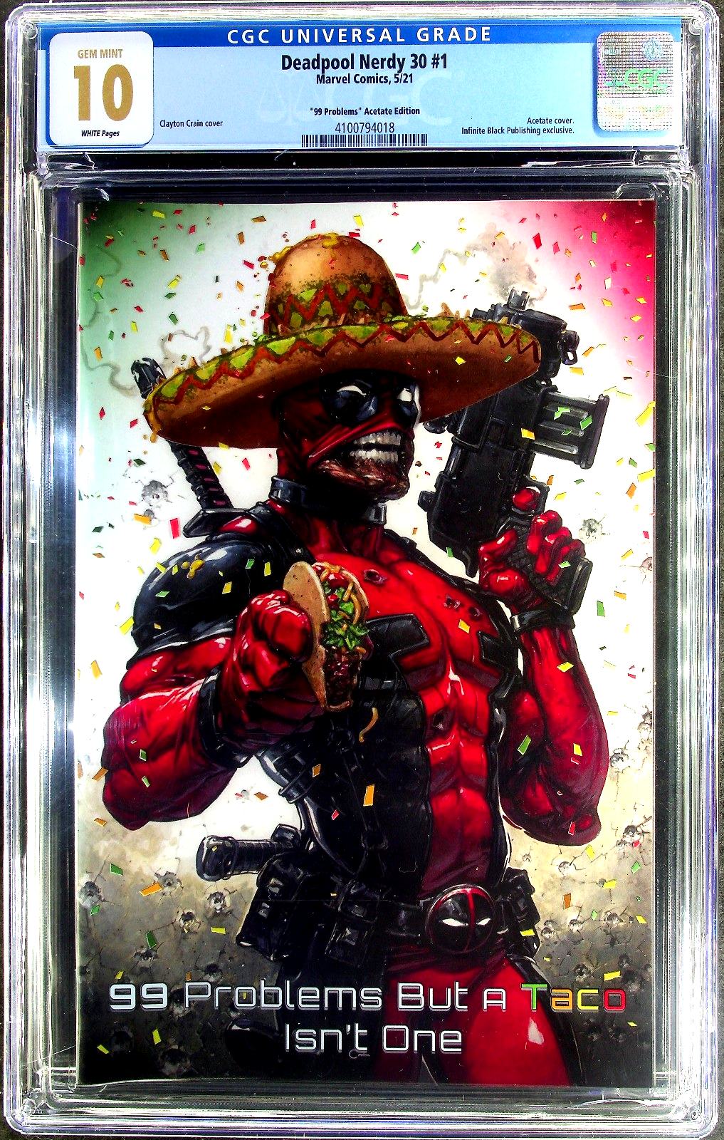 Deadpool Nerdy 30 #1 (2021) CGC 10 GEM MINT 99 Problems Acetate TOP GRADED RARE