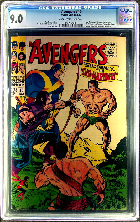 Avengers #40 (1967) CGC 9.0 VF/NM OW White Don Heck Sub-Mariner Battle Cover