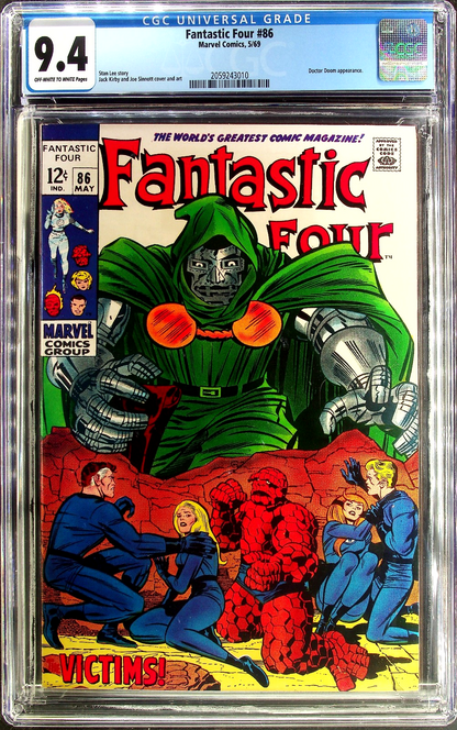 Fantastic Four 86 (1969) CGC 9.4 NM OW/White Kirby Iconic Doctor Doom Cover