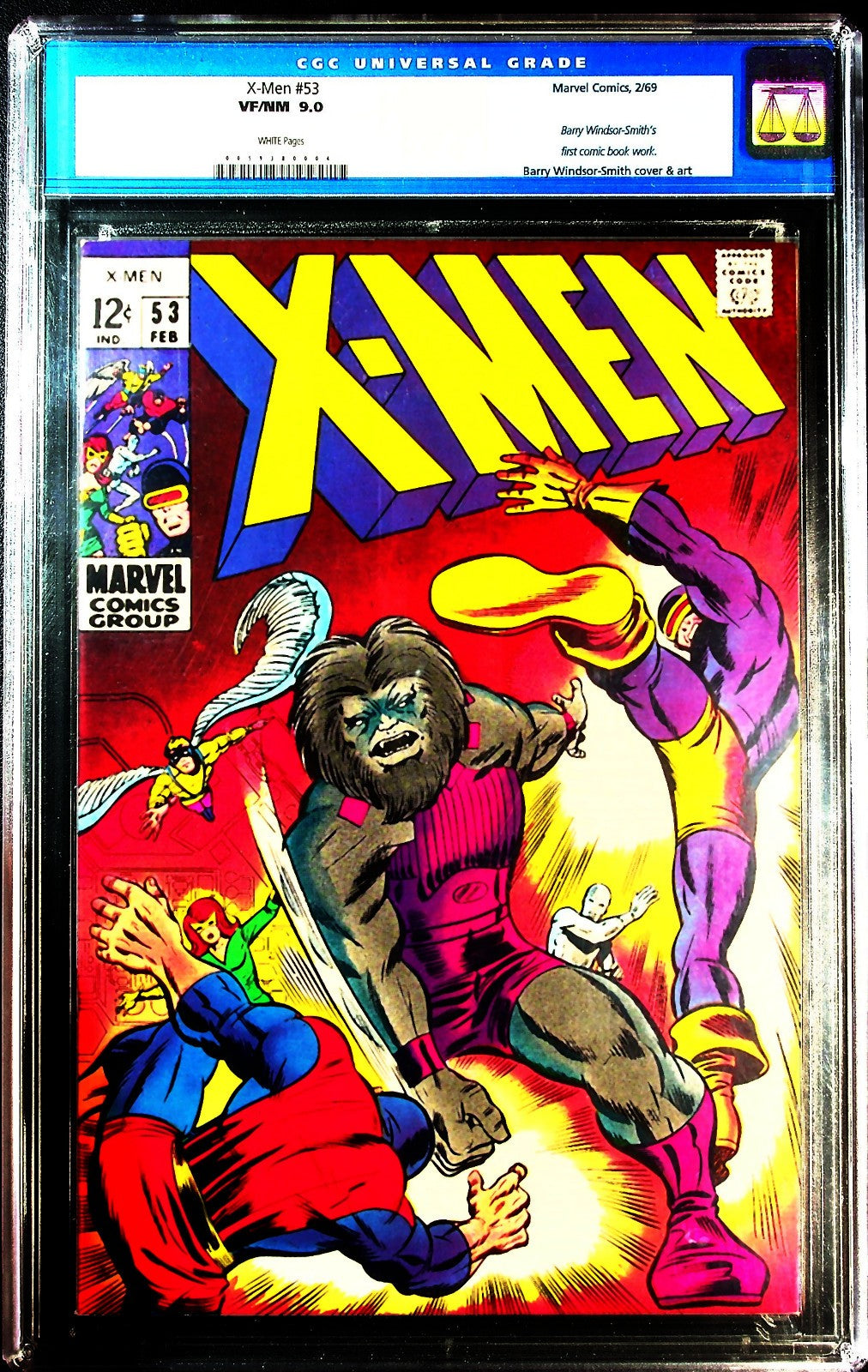X-Men #53 (1969) CGC 9.0 VF/NM WHITE KEY Smith 1st Art Origin of Beast Old Label
