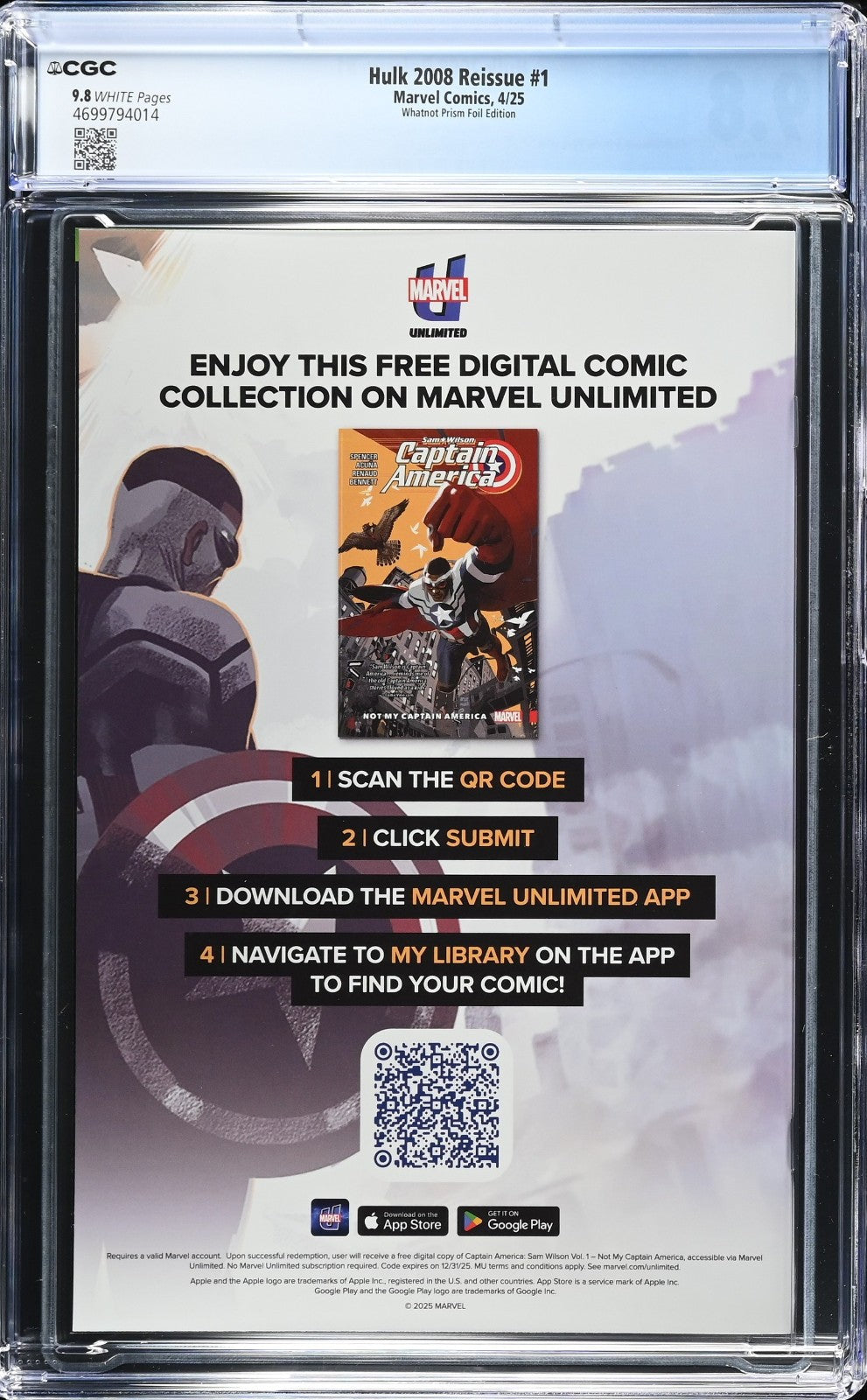Hulk Reissue #1 (2025) CGC 9.8 NM/MT Whatnot Prism Foil McGuinness LTD 400