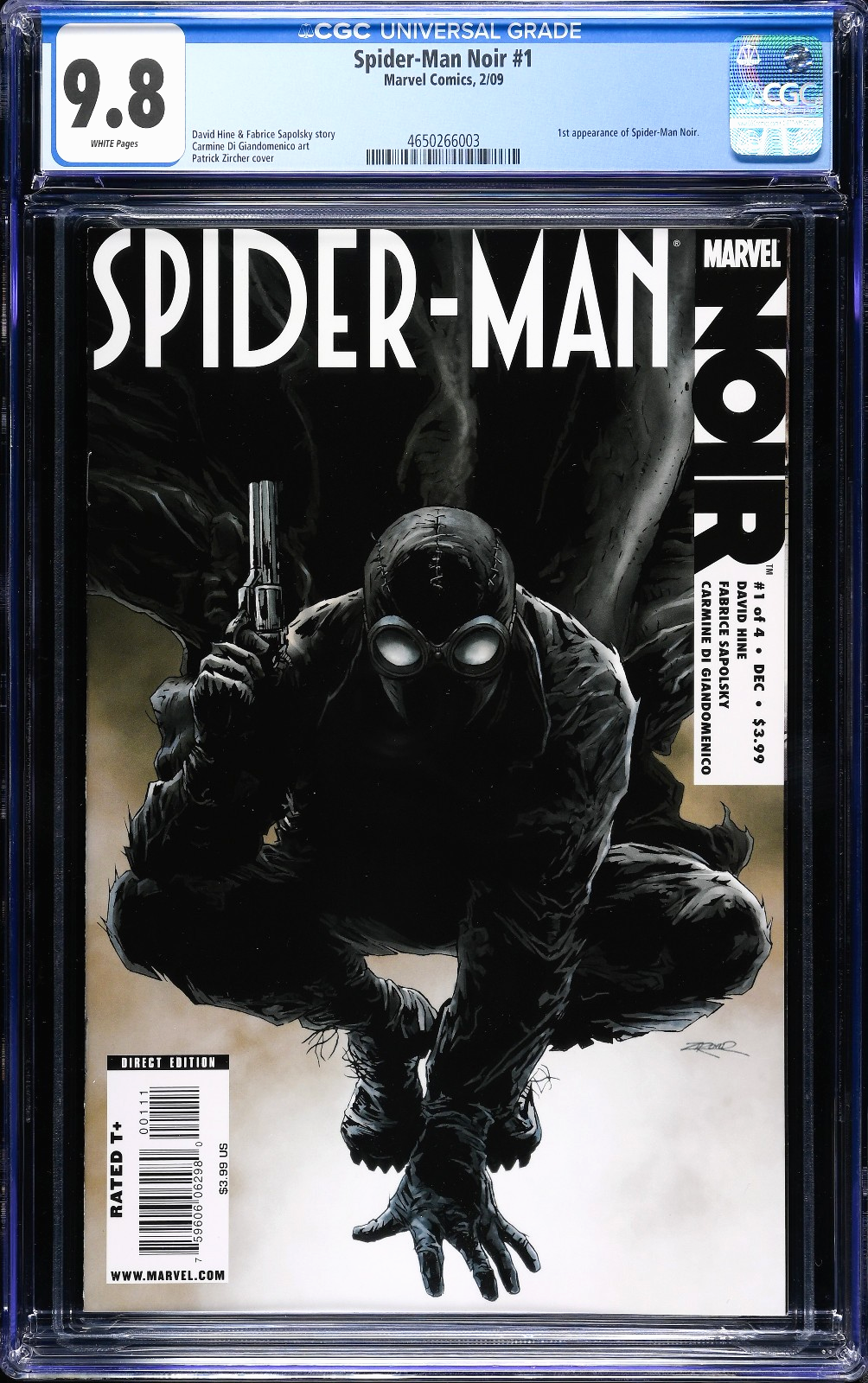 Spider-Man Noir #1 (2009) CGC 9.8 NM/MT White Pages KEY 1st Appearance