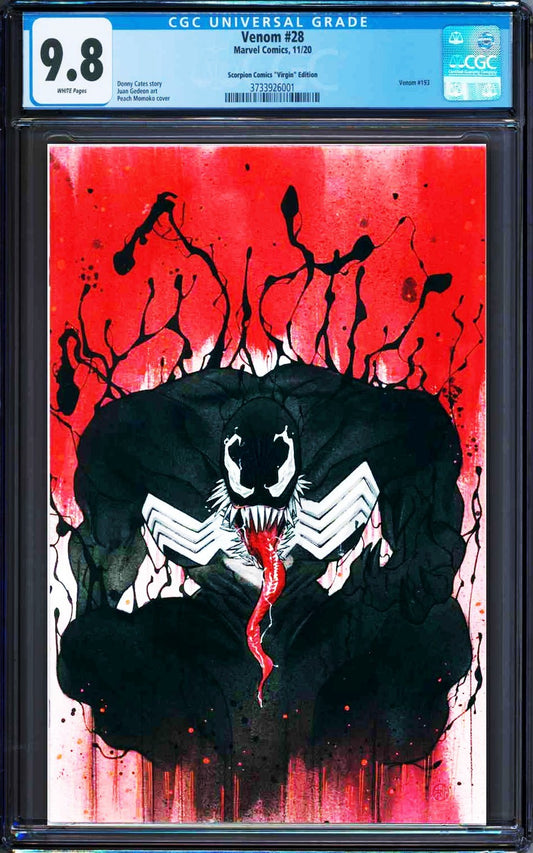 Venom #28 (2020) CGC 9.8 NM/MT LGY 193 Scorpion Peach Momoko Virgin COA 185/800