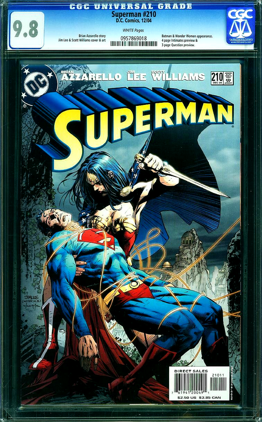 Superman #210 (2004) CGC 9.8 NM/MT Jim Lee Wonder Woman Battle Cover 0957869018