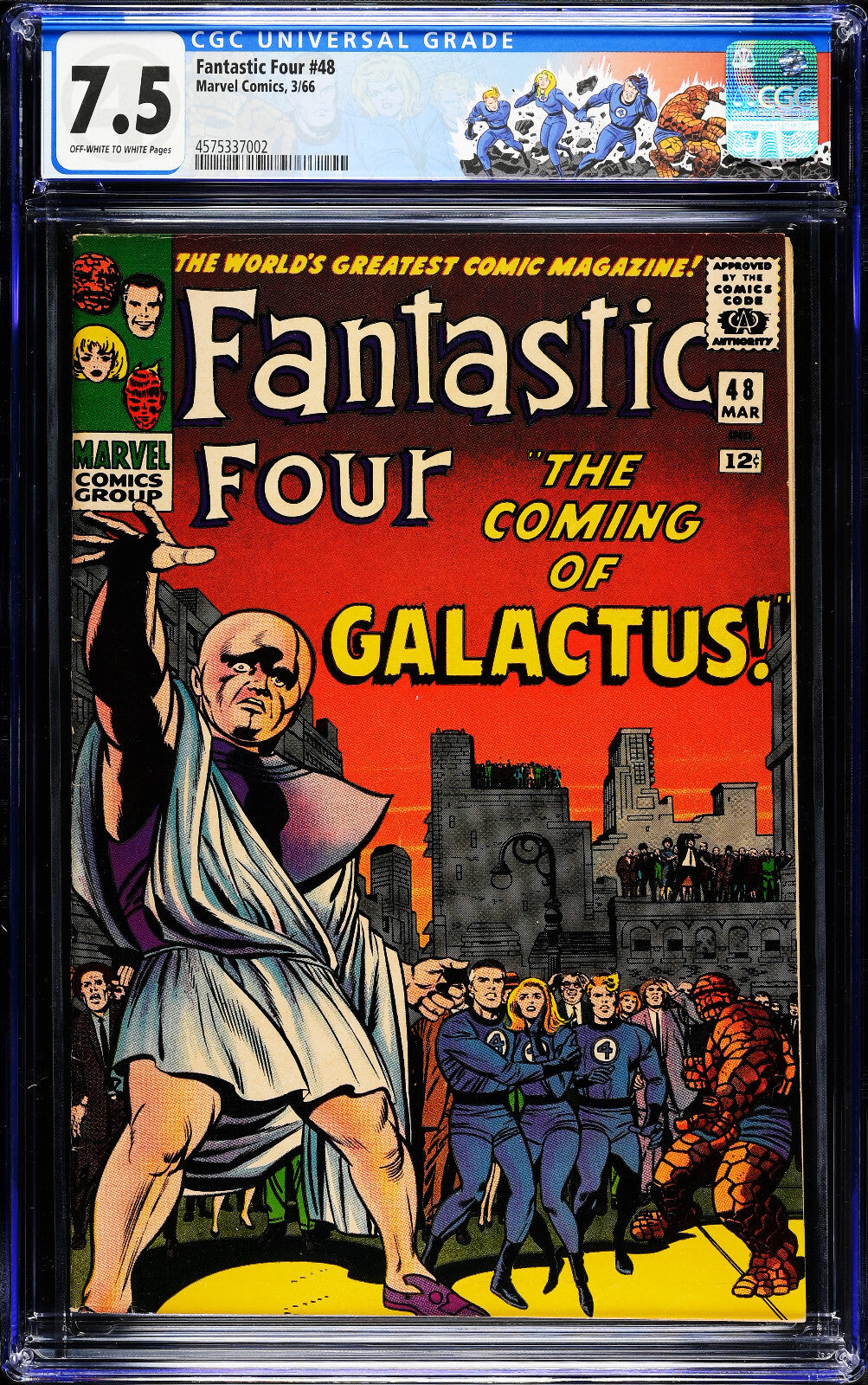 Fantastic Four #48 (1966) CGC 7.5 VF OW/White Key 1st Silver Surfer Custom Label