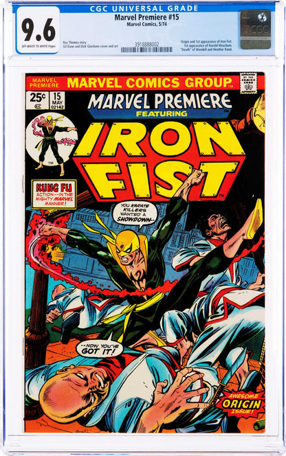 Marvel Premiere #15 (1974) CGC 9.6 NM+ OW White Key 1st Appearance of Iron Fist