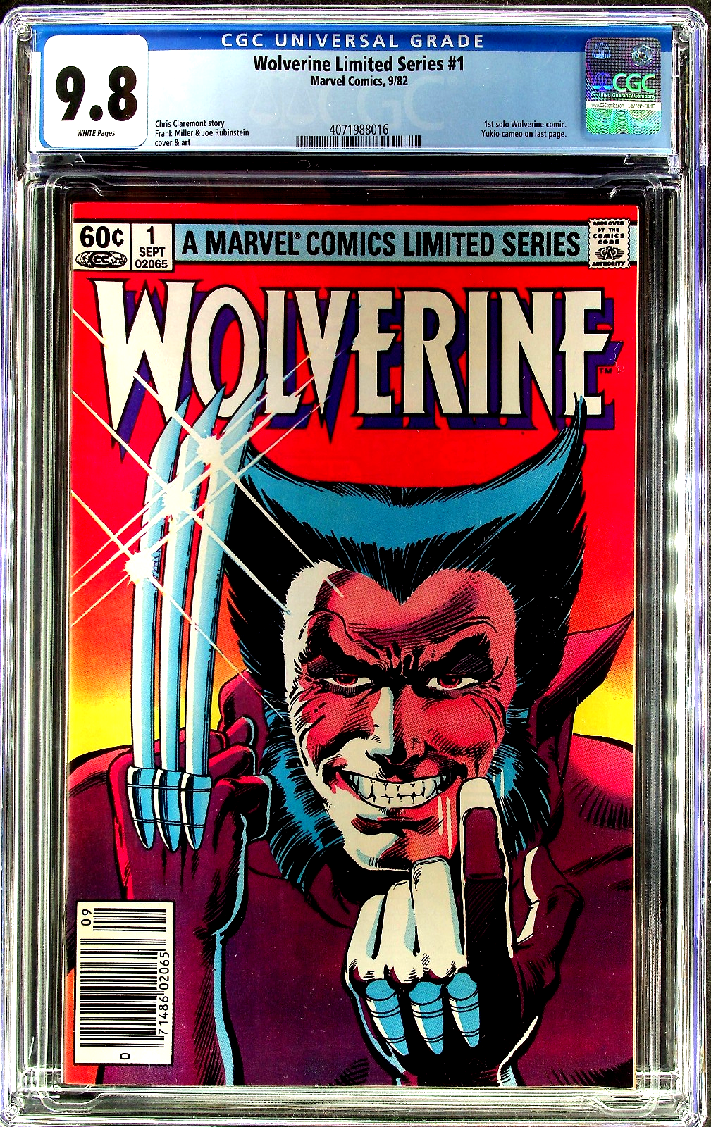 Wolverine Limited Series #1 (1982) CGC 9.8 NMMT WHITE Frank Miller Newsstand