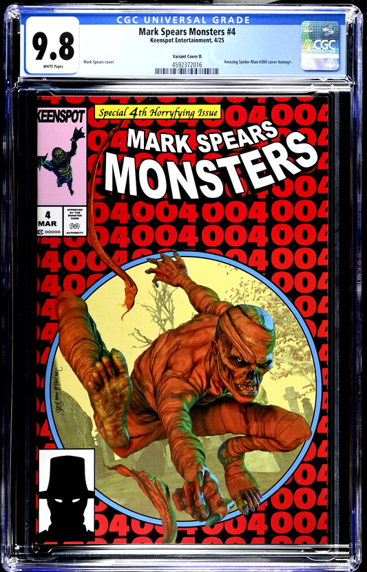 Mark Spears Monsters #4 (2025) CGC 9.8 NM/MT ASM 300 Homage Mummy Cover D