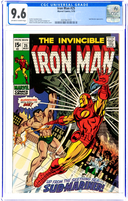 Iron Man #25 (1970) CGC 9.6 NM OW WHITE Severin Art Sub-Mariner Namor Battle