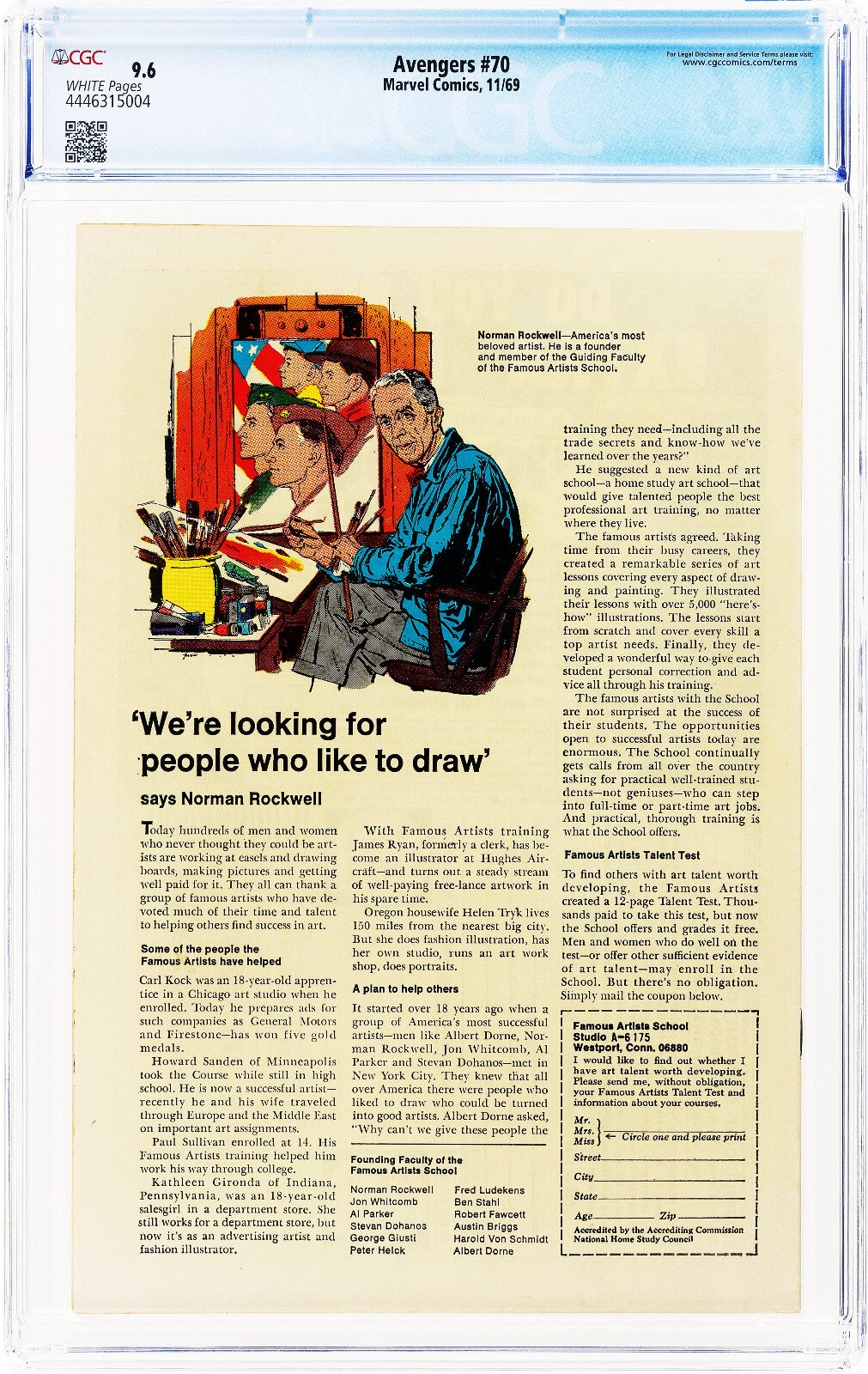 Avengers #70 (1969) CGC 9.6 NM+ WHITE Key Origin of Squadron Sinister