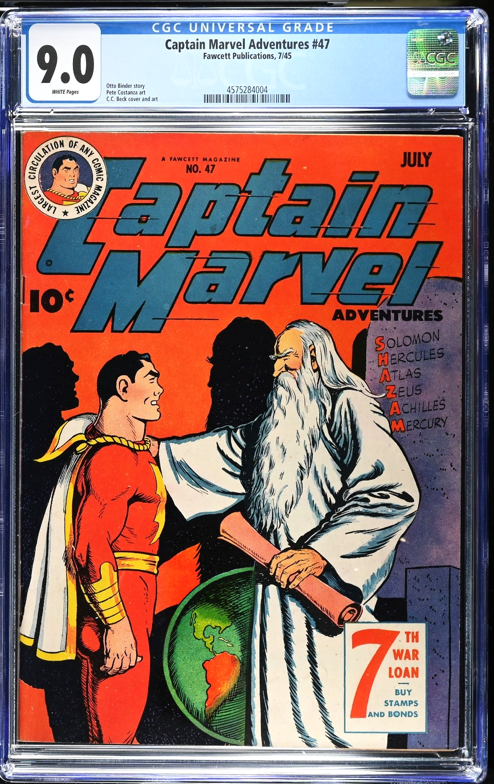 Captain Marvel Adventures #47 (1945) CGC 9.0 VF/NM White Fawcett Publications