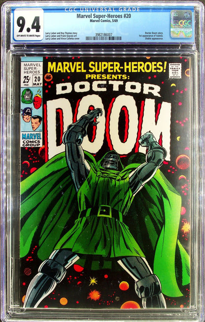 Marvel Super-Heroes #20 (1969) CGC 9.2 NM OW/W KEY Solo Doctor Doom 1st Valeria