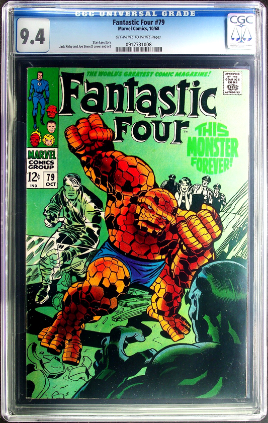 Fantastic Four 79 (1968) CGC 9.4 NM OW/White Pages Kirby Iconic Thing Cover