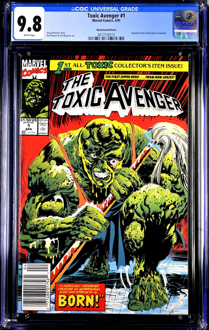 Toxic Avenger #1 (1991) CGC 9.8 NM/MT White Pages KEY 1st App Newsstand Edition