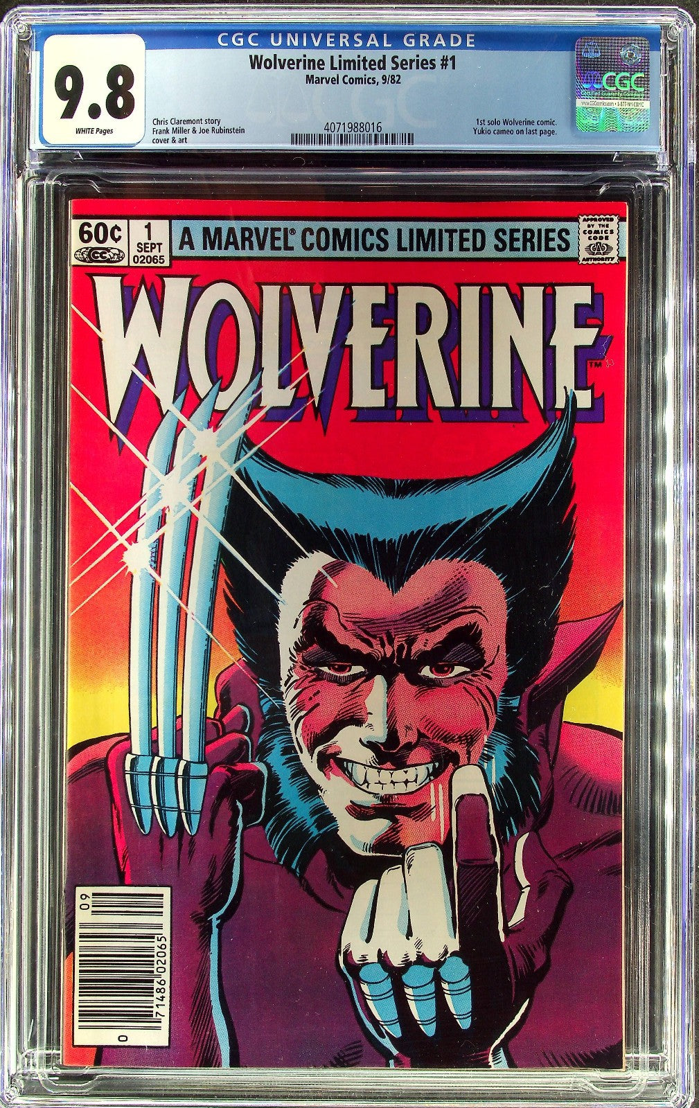 Wolverine Limited Series #1 (1982) CGC 9.8 NMMT WHITE Frank Miller Newsstand