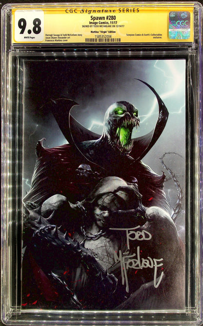 Spawn #280 (2017) CGC SS 9.8 NM/MT Scorpion Mattina Virgin McFarlane Sig LTD 666