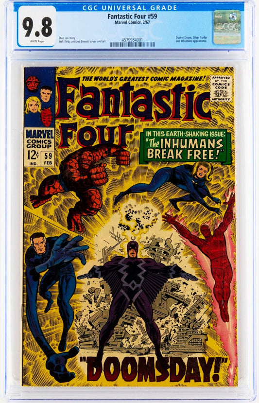 Fantastic Four #59 (1967) CGC 9.8 NM/MT WHITE Kirby Black Bolt Doomsday Cover
