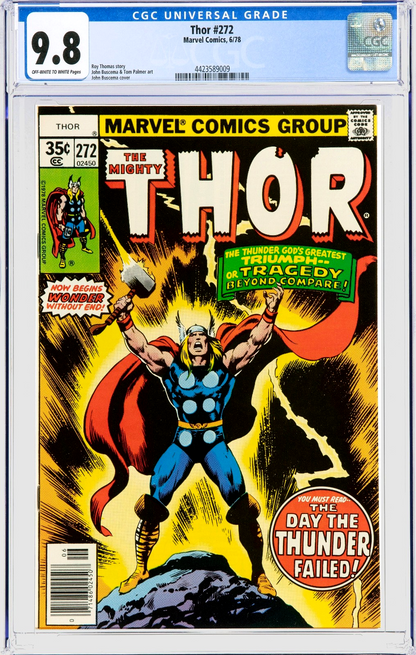THOR #272 (1978) CGC 9.8 NM/MT OW/White Pages John Buscema Classic Iconic Cover