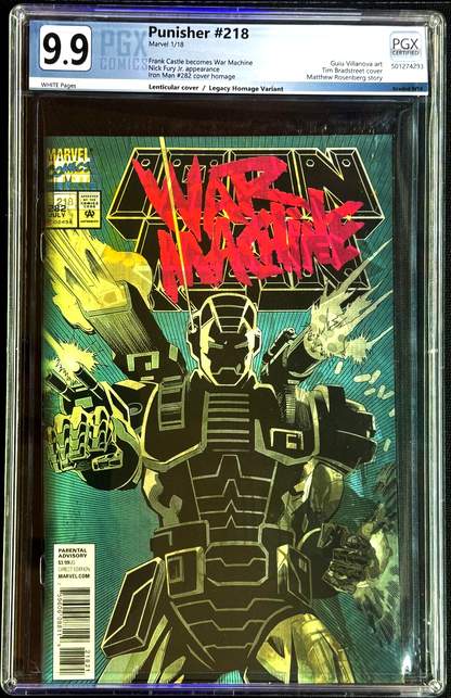 Punisher #218 (2018) PGX 9.9 MINT White 1st Punisher War Machine Lenticular Cvr