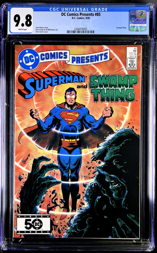 DC Comics Presents #85 (1985) CGC 9.8 NM/MT White Superman Swamp Thing Battle