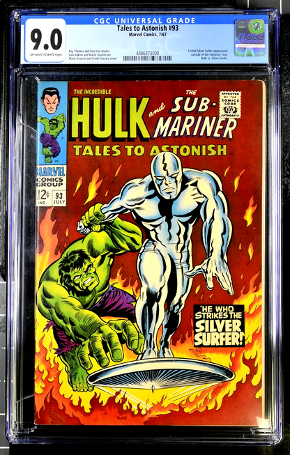 Tales to Astonish #93 (1967) CGC 9.0 VF/NM OW White 1st Silver Surfer Crossover