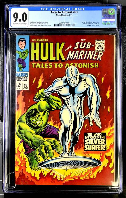 Tales to Astonish #93 (1967) CGC 9.0 VF/NM OW White 1st Silver Surfer Crossover