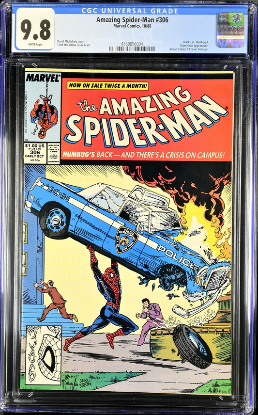 Amazing Spider-Man #306 (1988) CGC 9.8 NM/MT WHT McFarlane Action Comics Homage