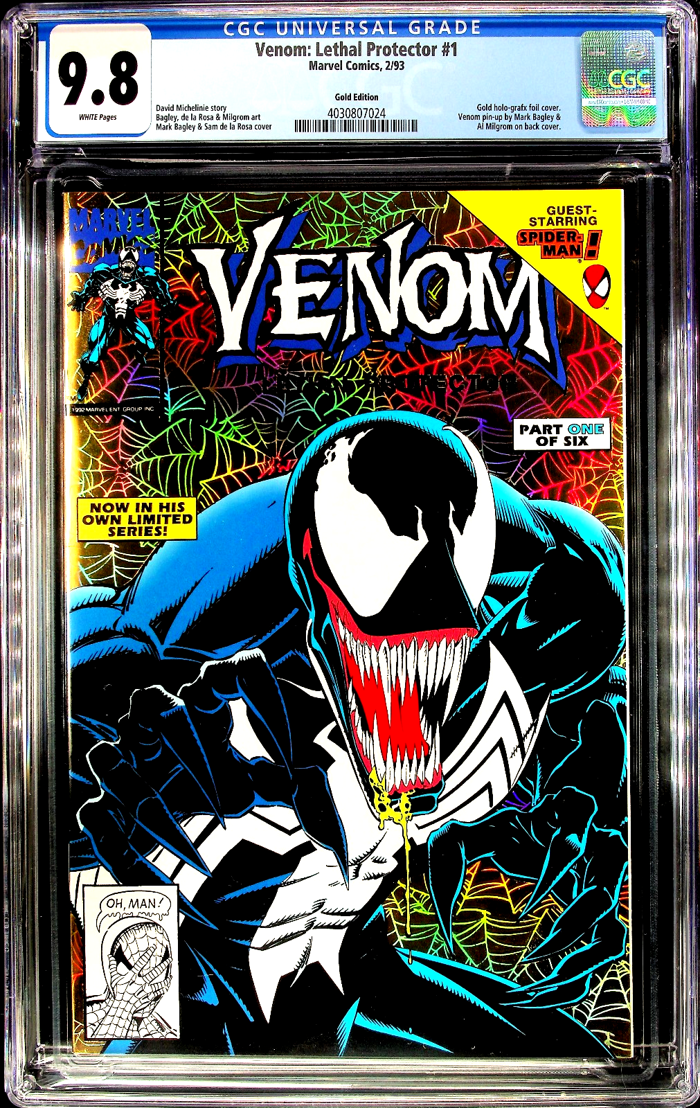 Venom Lethal Protector #1 (1993) CGC 9.8 NM/MT WHITE GOLD Bagley Sam De La Rosa