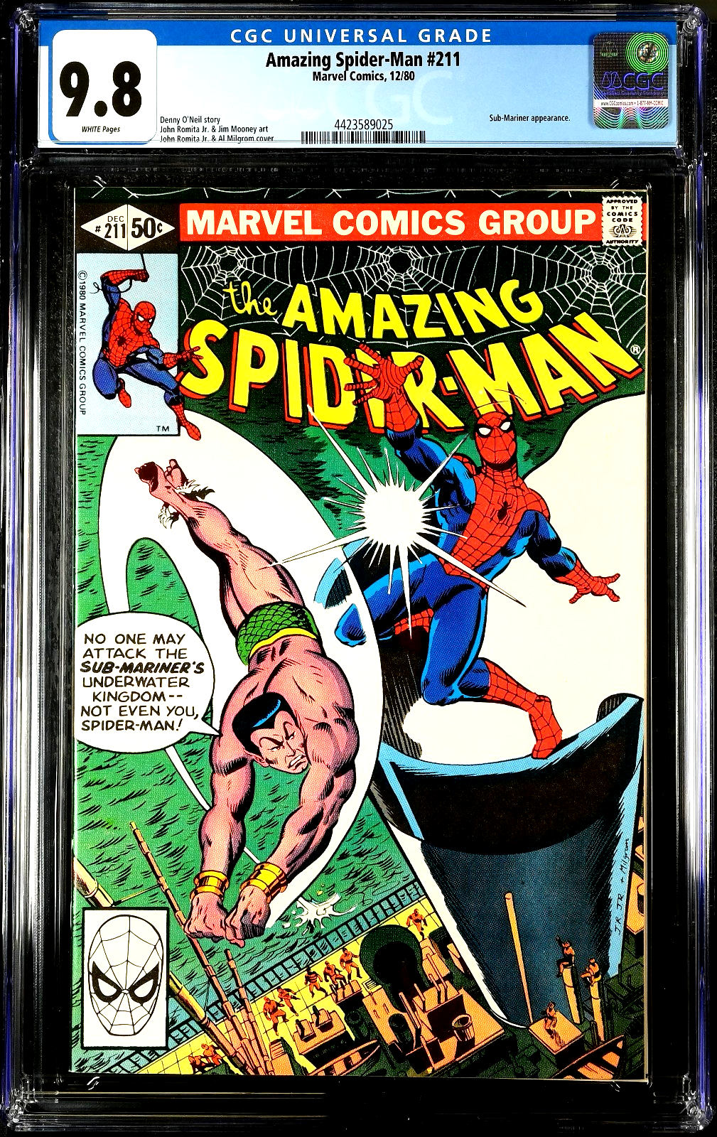 Amazing Spider-Man #211 (1980) CGC 9.8 NM/MT WHITE Romita Sub-Mariner Battle Cvr