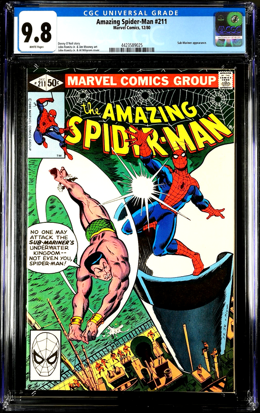 Amazing Spider-Man #211 (1980) CGC 9.8 NM/MT WHITE Romita Sub-Mariner Battle Cvr