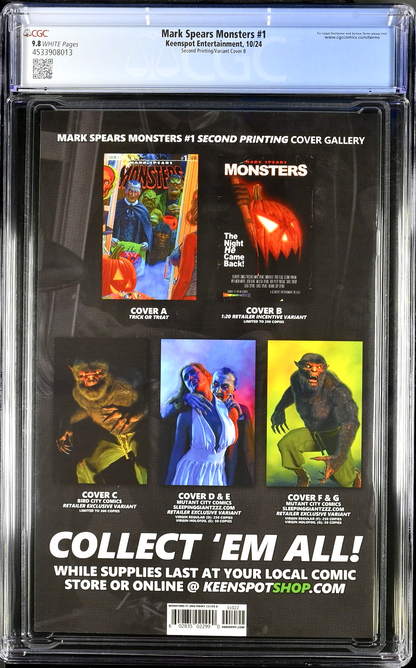 Mark Spears Monsters #1 (2024) CGC 9.8 2nd Print Halloween Homage Incentive 1:20