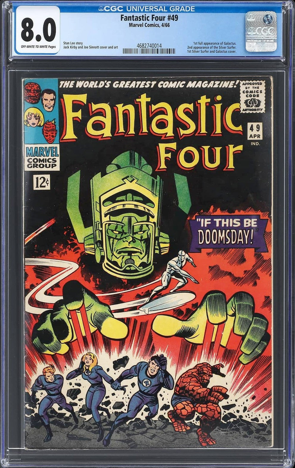 Fantastic Four #49 (1966) CGC 8.0 VF OW/W KEY 1st Galactus & 2nd Silver Surfer