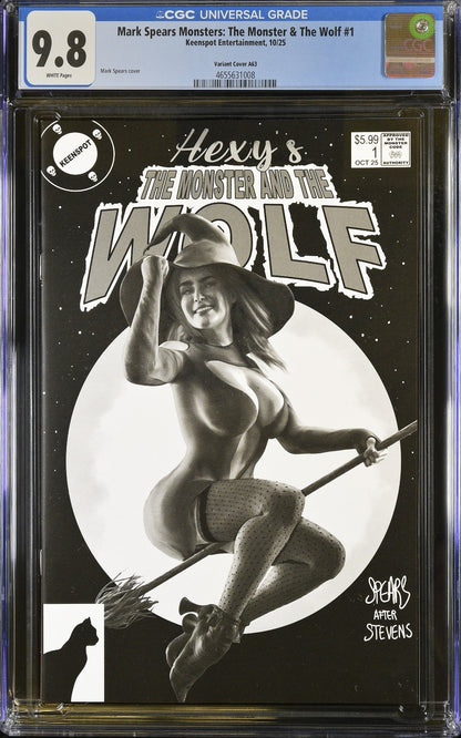 Mark Spears Monsters and Wolf #1 (2025) CGC 9.8 A63 B&W Elvira Witch LTD 1:700