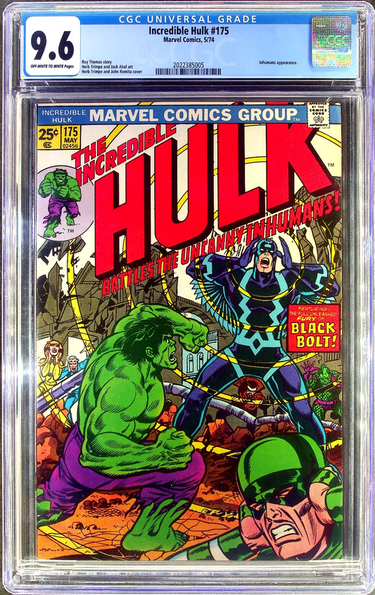Incredible Hulk #175 (1974) CGC 9.6 NM+ OW/W Inhumans Black Bolt Battle Cover
