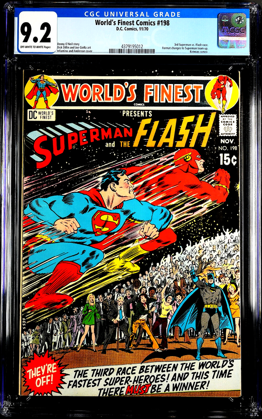 World's Finest Comics #198 (1970) CGC 9.2 NM- OW  White 3rd Superman Flash Race