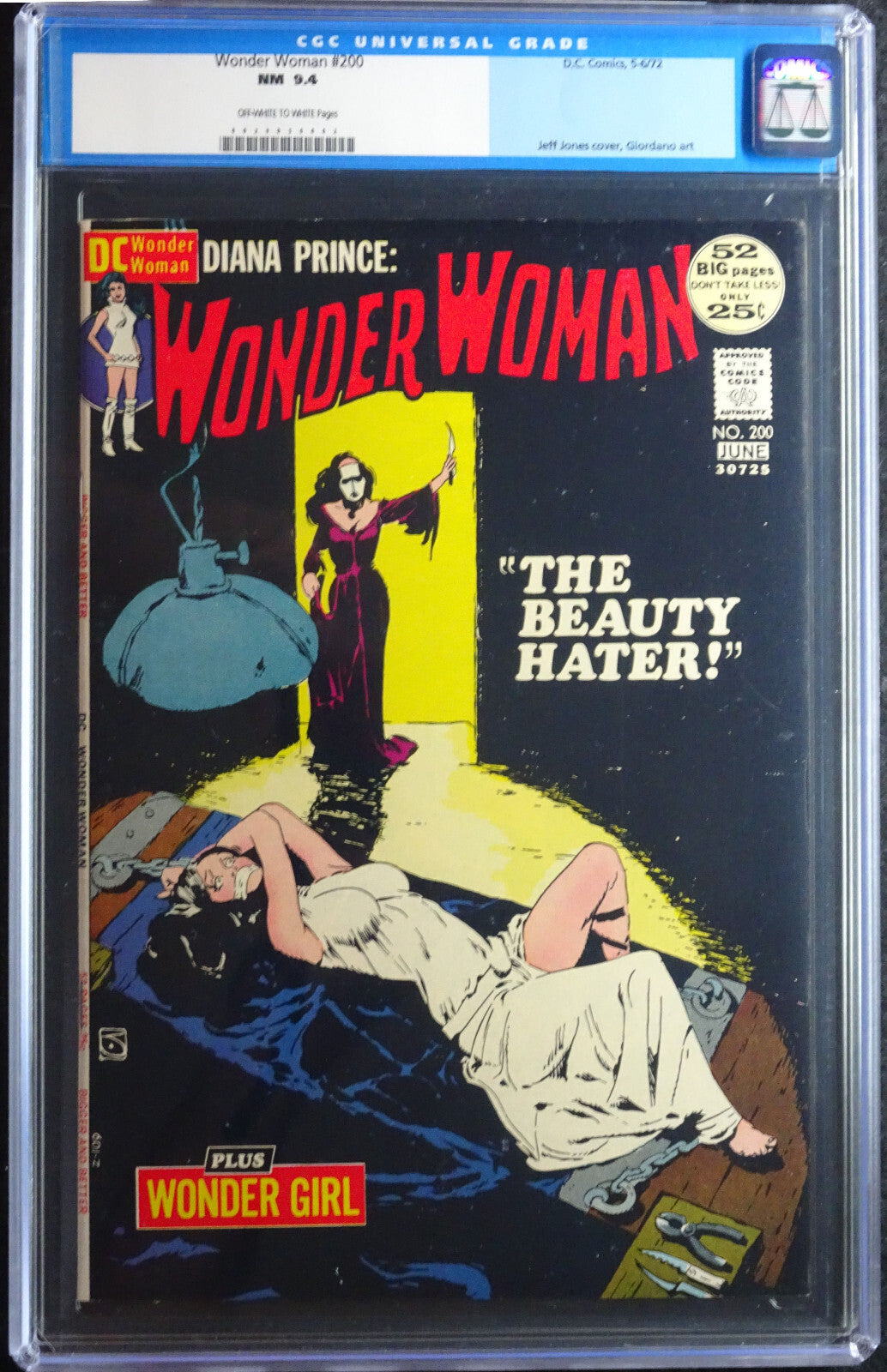 Wonder Woman #200 (1972) CGC 9.4 NM OW WHITE Jones Bondage Cover Old Label