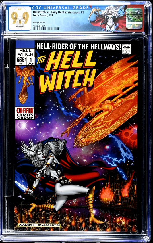Hellwitch vs. Lady Death Wargasm #1 (2024) CGC 9.9 MINT SS#4 Homage Custom Label