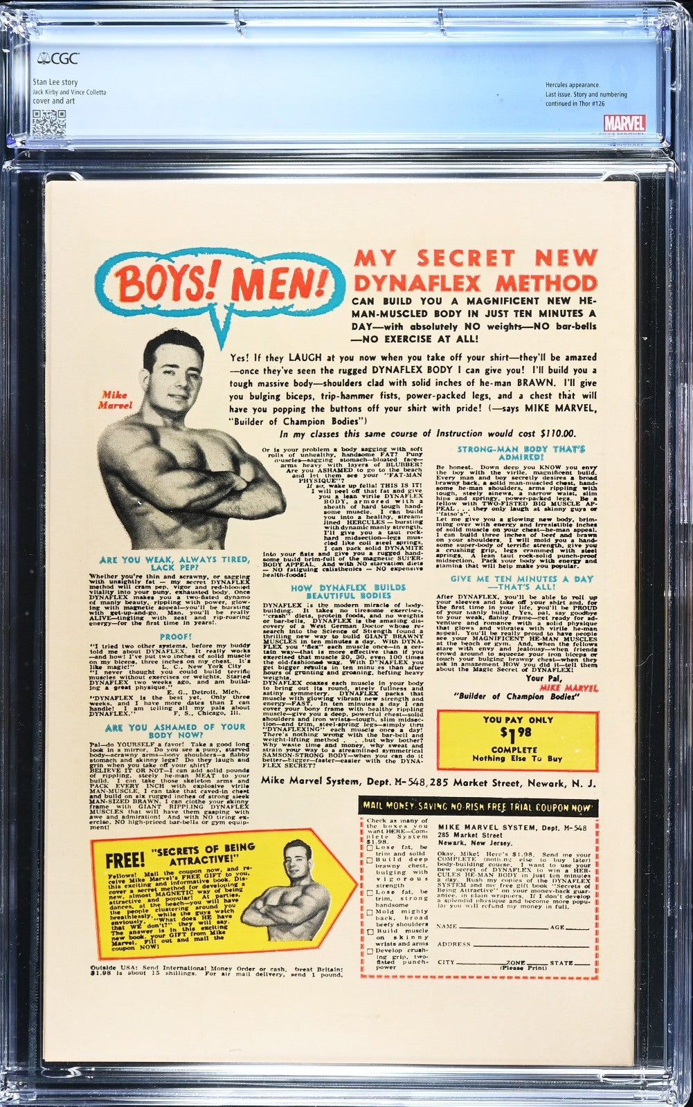 Journey Into Mystery #125 (1966) CGC 9.0 WHITE Kirby KEY Retired Custom Label