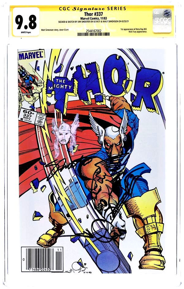 Thor #337 (1983) CGC SS 9.8 NM/MT Newsstand Signed Sketch Jim Shooter & Simonson