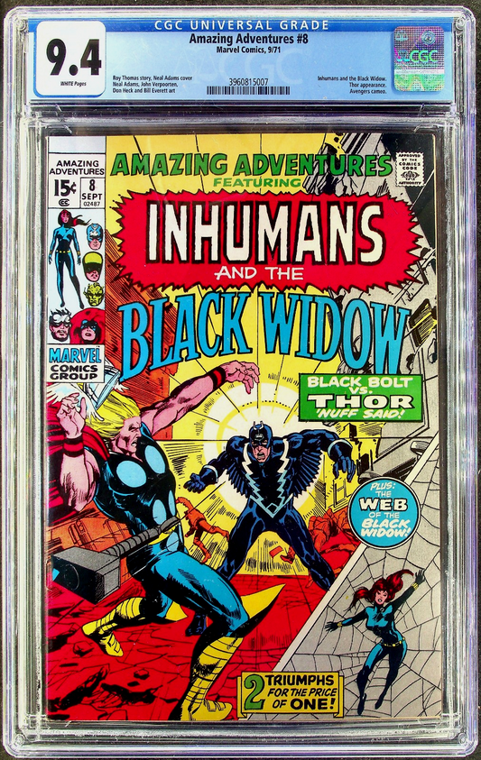 Amazing Adventures #8 (1971) CGC 9.4 NM WHITE Neal Adams Inhumans Black Widow